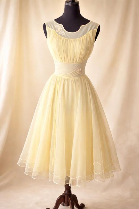 shadowline Other - Rare Vintage 1960s Shadowline Butter Yellow Nylon Nightgown Full Skirt XS